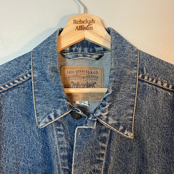 Levi Strauss Vintage Trucker Jacket Orange Tag Rigid Denim Jacket Men's Small - Picture 5 of 11